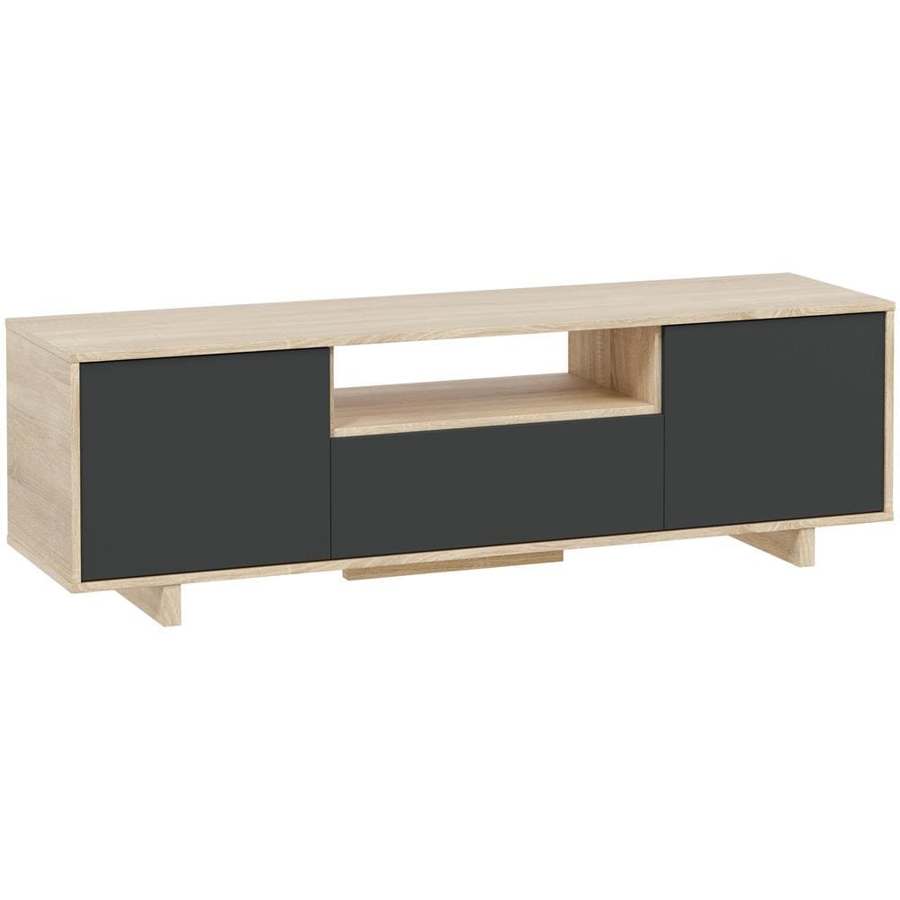 Mobile Tv Zaida 3 Ante Colore Rovere E Grigio, 150 Cm (larghezza) 41 Cm (profondità) 46 Cm (altezza) - Foto 1