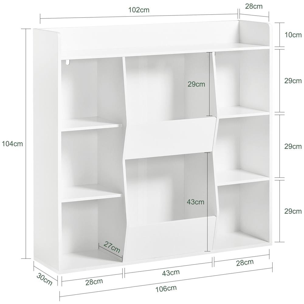 Libreria Per Bambini Scaffale Con 8 Scomparti Aperti Scaffale Per Giocattoli Bianco 106x30 X104cm Kmb55-w - Foto 2