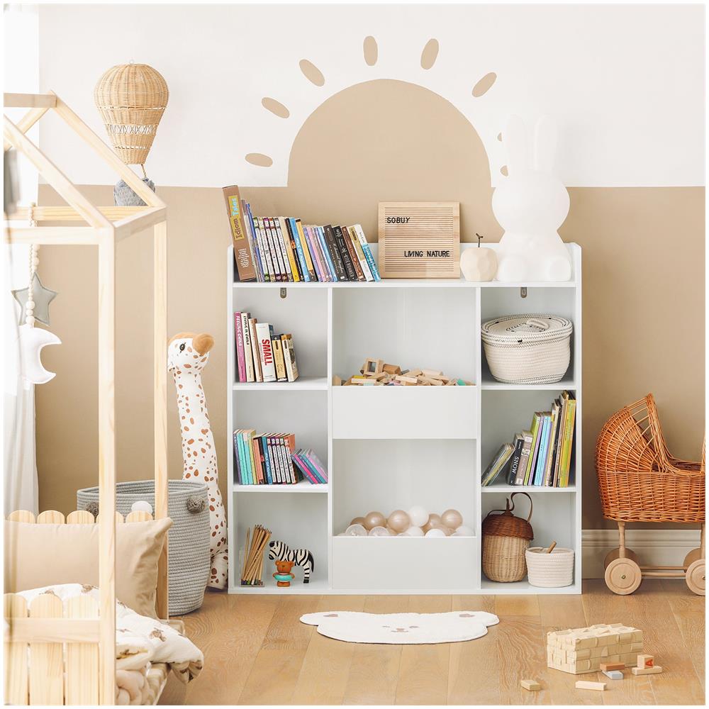 Libreria Per Bambini Scaffale Con 8 Scomparti Aperti Scaffale Per Giocattoli Bianco 106x30 X104cm Kmb55-w - Foto 7