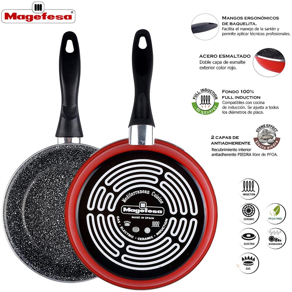 K2 Red Padella 22, Acciaio Smaltato Vetrificato, Rosso, Induzione E Lavabile In Lavastoviglie - Foto 2