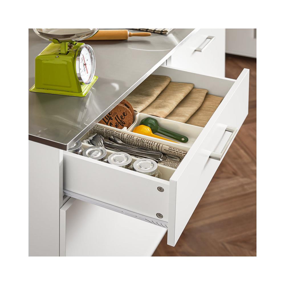 Carrello Da Cucina Isola Cucina Con Piano Di Lavoro Credenza Con Ruote Carrello Bianco 120x56x90cm Fkw117-w - Foto 2