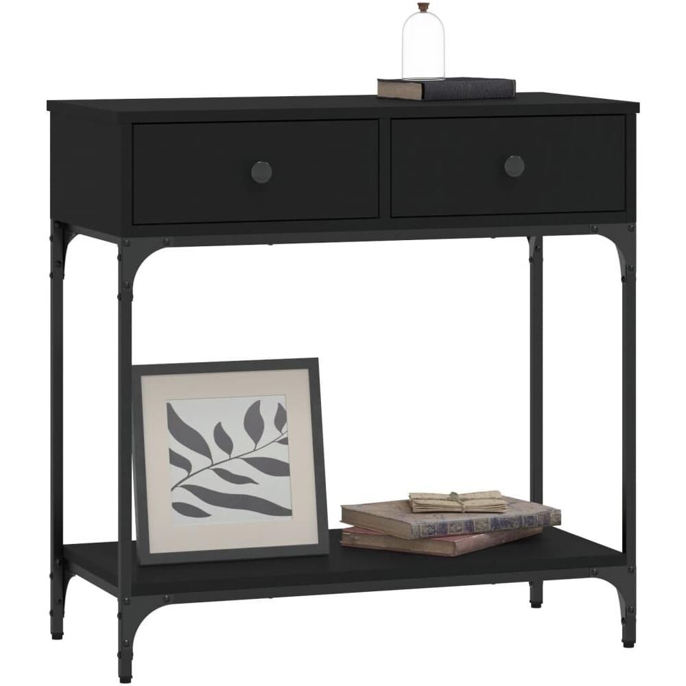 Tavolino Consolle Nero 75x34,5x75 Cm In Legno Multistrato - Foto 3