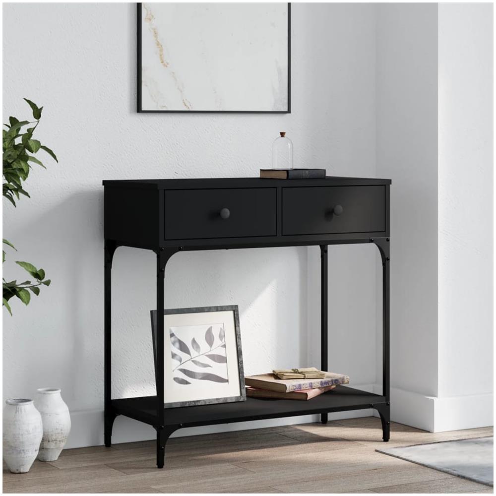 Tavolino Consolle Nero 75x34,5x75 Cm In Legno Multistrato - Foto 1