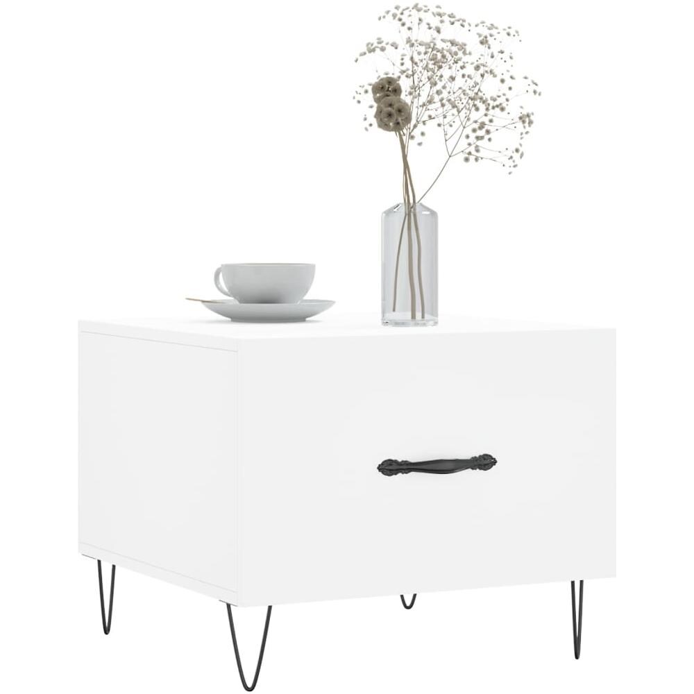 Tavolino Da Salotto Bianco 50x50x40 Cm In Legno Multistrato - Foto 3