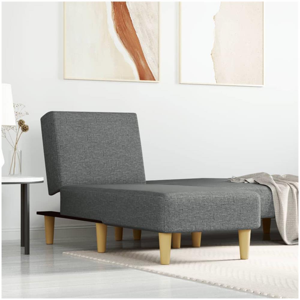 Chaise Longue In Tessuto Grigio Scuro - Foto 1