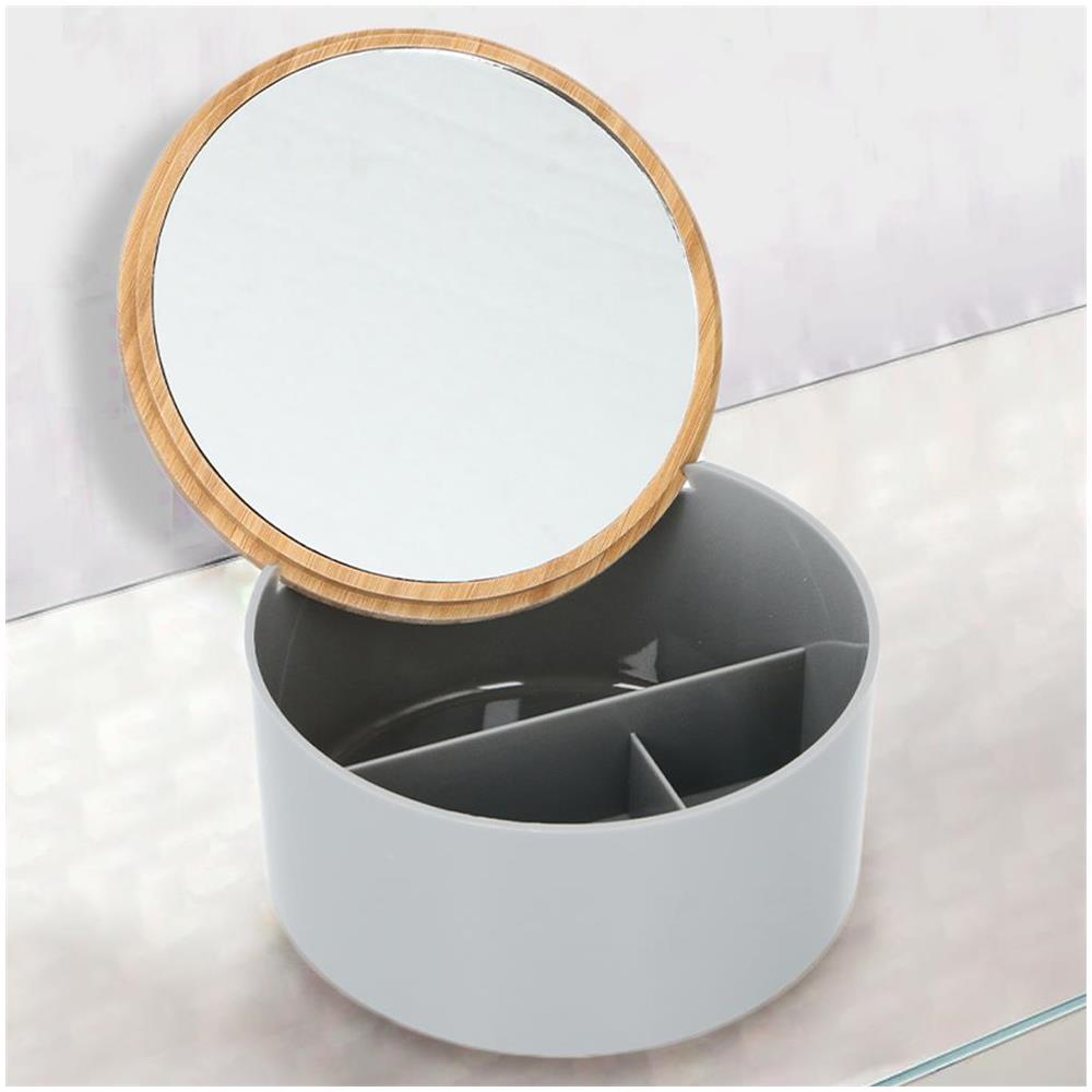 Organizer Contenitore Trucco Gioielli Coperchio Apribile e Specchio 3 Scomparti - Foto 1