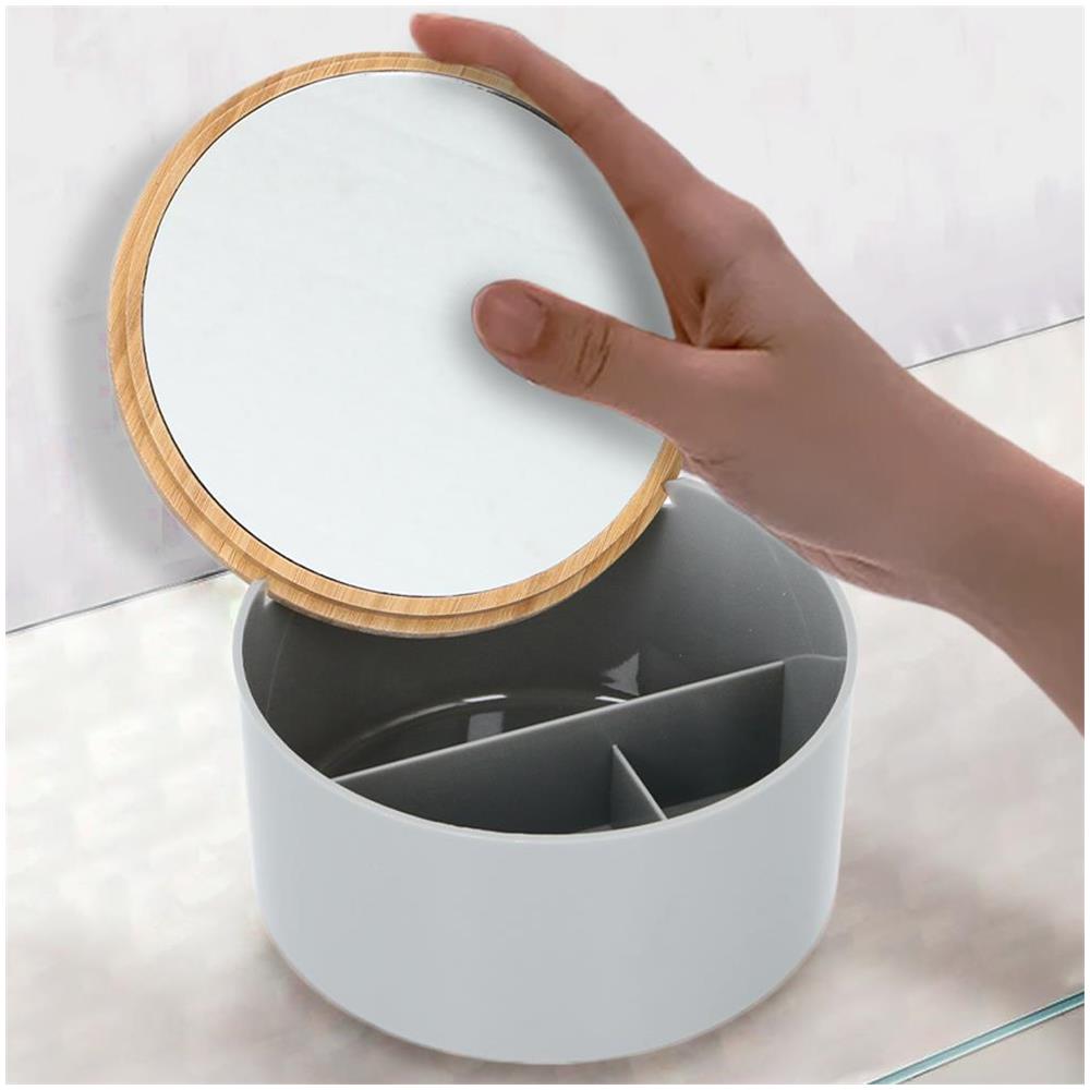Organizer Contenitore Trucco Gioielli Coperchio Apribile e Specchio 3 Scomparti - Foto 4