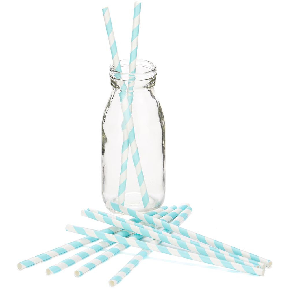 10 Cannucce Di Carta A Strisce Di Colore Azzurro Taglia Unica - Foto 2