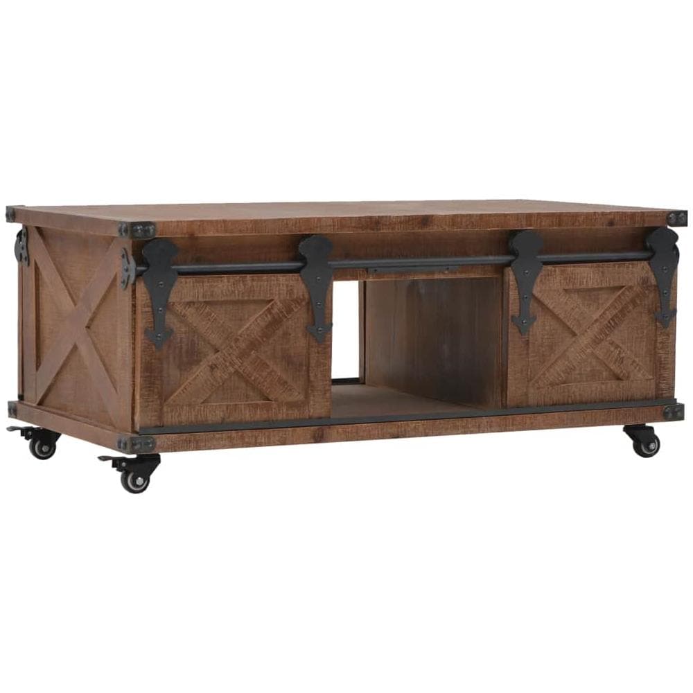 Tavolino Da Caffè In Legno Massello Di Abete 91x51x38cm Marrone - Foto 1