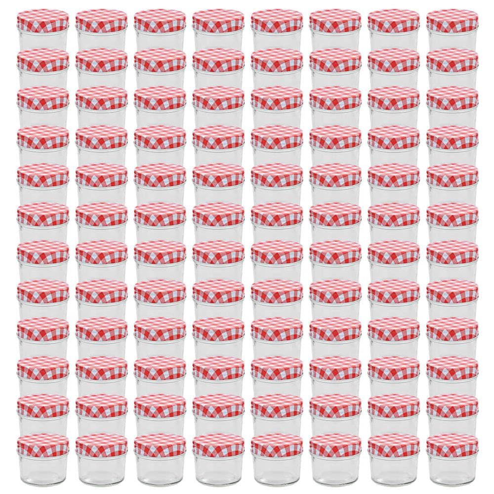 Vasi Marmellata In Vetro Coperchio Bianco E Rosso 96 Pz 110 Ml - Foto 1