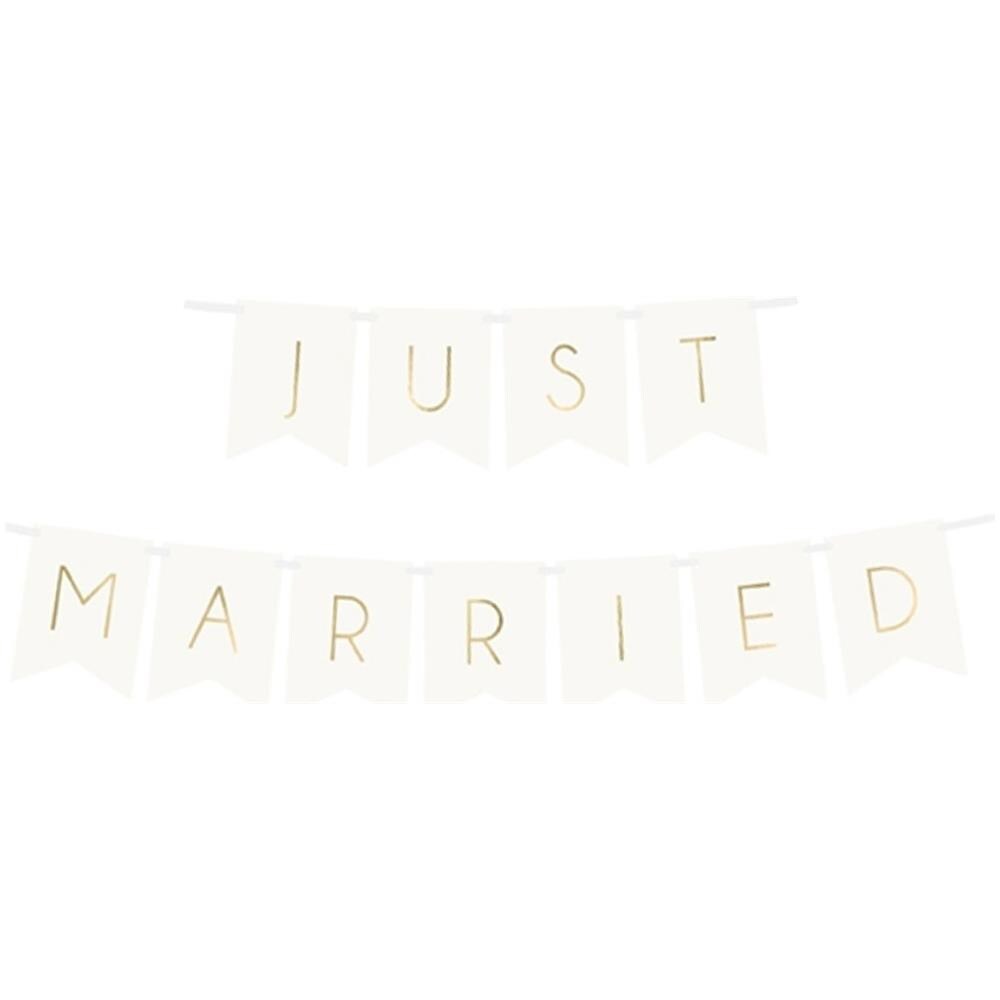 Partydeco - Ghirlanda In Cartone Just Married Bianco E Oro - Foto 1