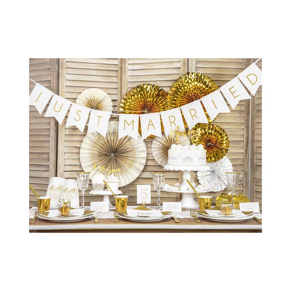 Partydeco - Ghirlanda In Cartone Just Married Bianco E Oro - Foto 3