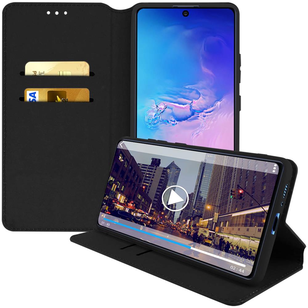 Custodia Samsung Galaxy S10 Lite Portacarte Funzione Supporto Similpelle Nero - Foto 2