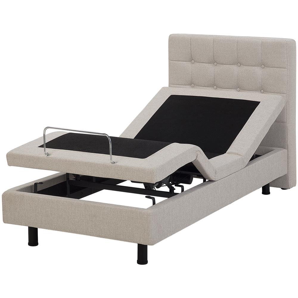 Letto Di Tessuto Imbottito Beige Regolabile Elettricamente 80 X 200 Cm Duke - Foto 1