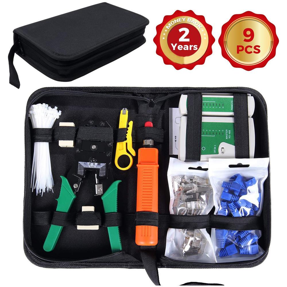 9 In 1 Rete Strumenti Di Riparazione Kit - Computer Maintenance Repair Lan Di Rete Con Crimp Stripper Tool Set - Foto 1