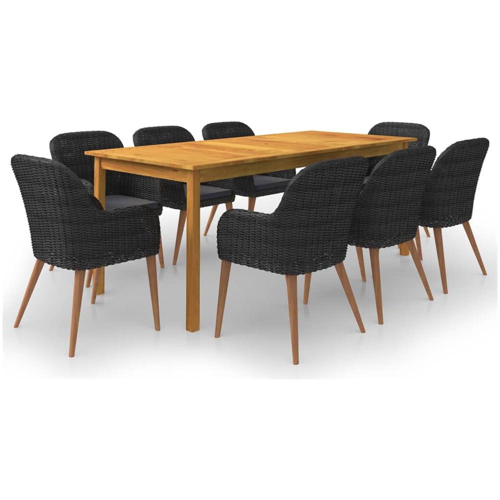 Set da Pranzo da Giardino 9 pz Nero - Foto 1