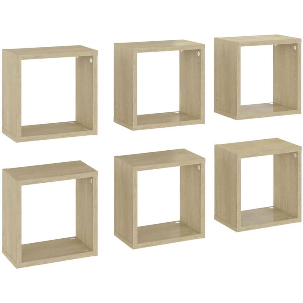 Mensole Parete a Cubo 6 pz Rovere Sonoma 26x15x26 cm - Foto 2