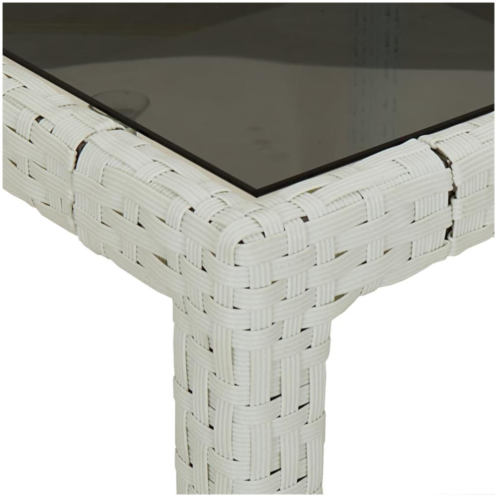 Tavolo Giardino 90x90x75 Cm Vetro Temperato E Polyrattan Bianco - Foto 2