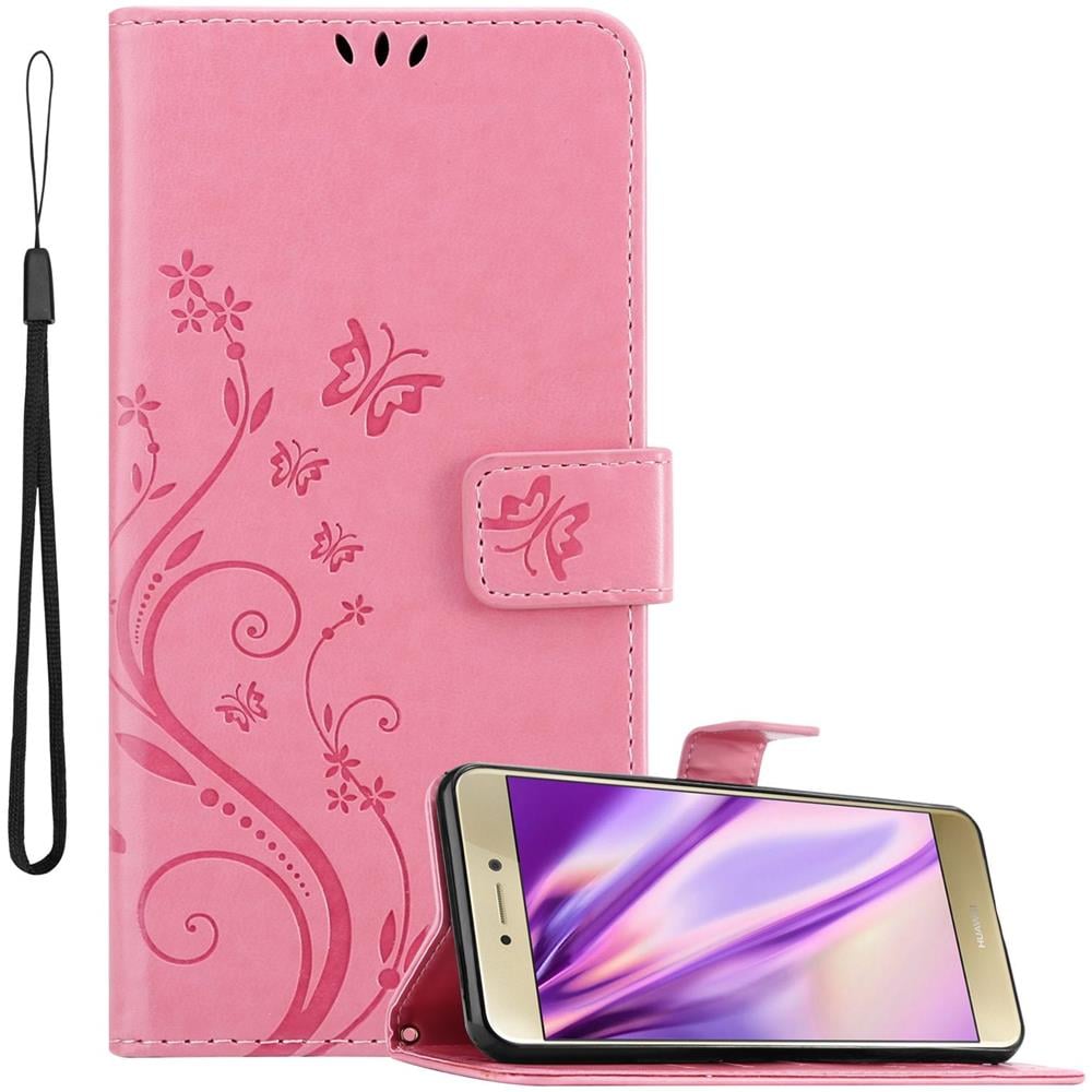 Cadorabo Custodia Compatibile Con Huawei P8 Lite 2017 In Rosa Fiore - Coperchio Protettivo In Design Floreale Con Chiusura Magnetica, Funzione Stand E Slot Per Carte - Foto 1