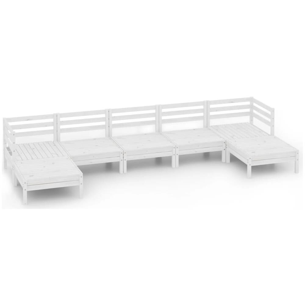 Set Divani Da Giardino 7 Pz Bianco In Legno Massello Di Pino - Foto 2