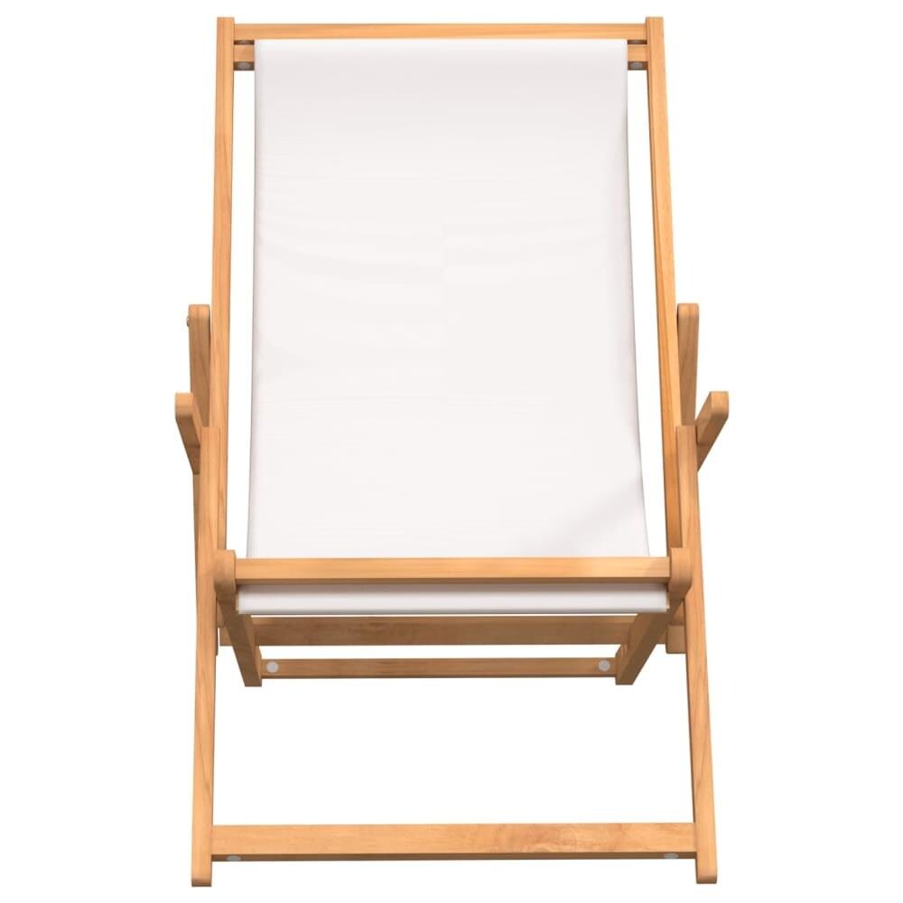 Sdraio Pieghevole da Spiaggia in Legno Massello di Teak Crema - Foto 2