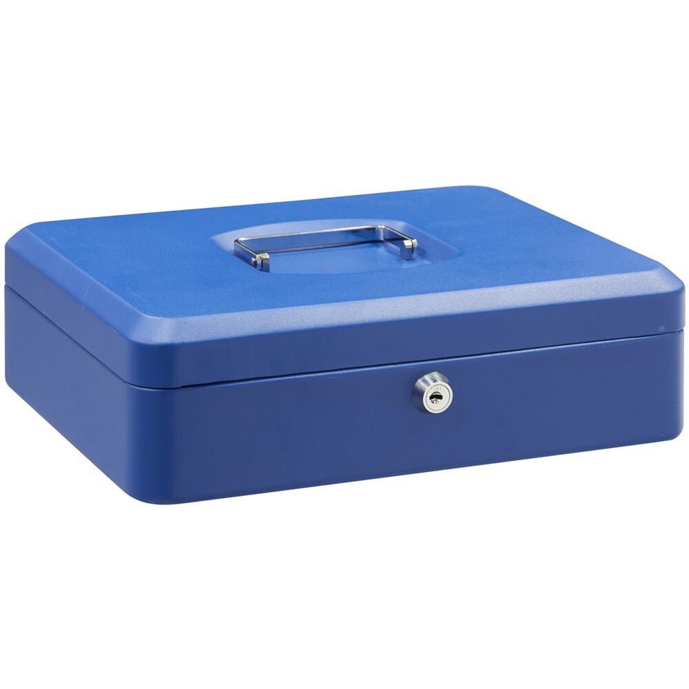 Elegant C9245 Cassetta Di Sicurezza Con Chiave Per Contare E Trasportare Denaro | Cassetta Portavalori In Acciaio Con Vassoio Portamonete | Cassaforte Portatile De 30 Cm Di Larghezza | Blu - Foto 1