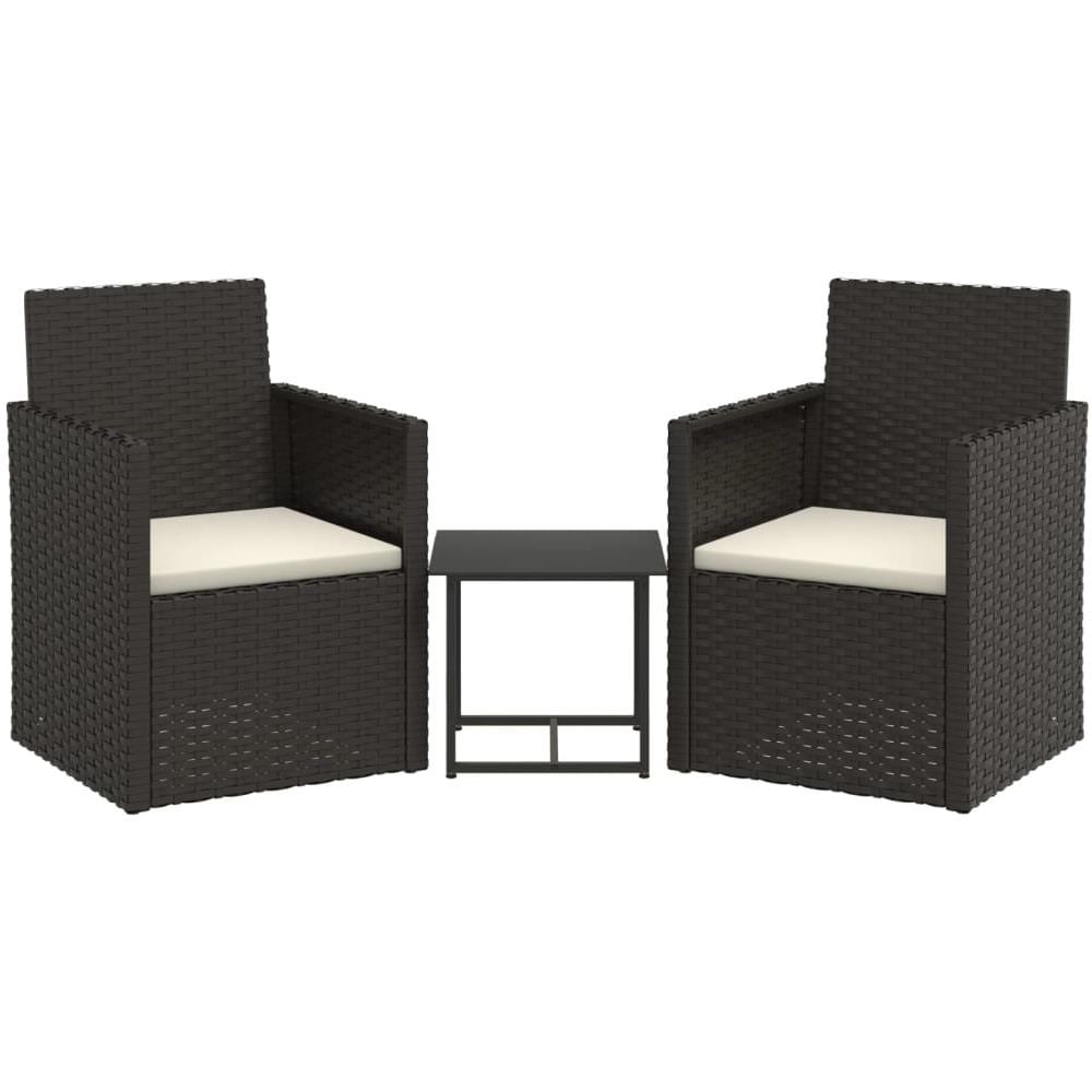 Set Divani Da Esterno 3 Pz Con Cuscini Nero In Polyrattan - Foto 2