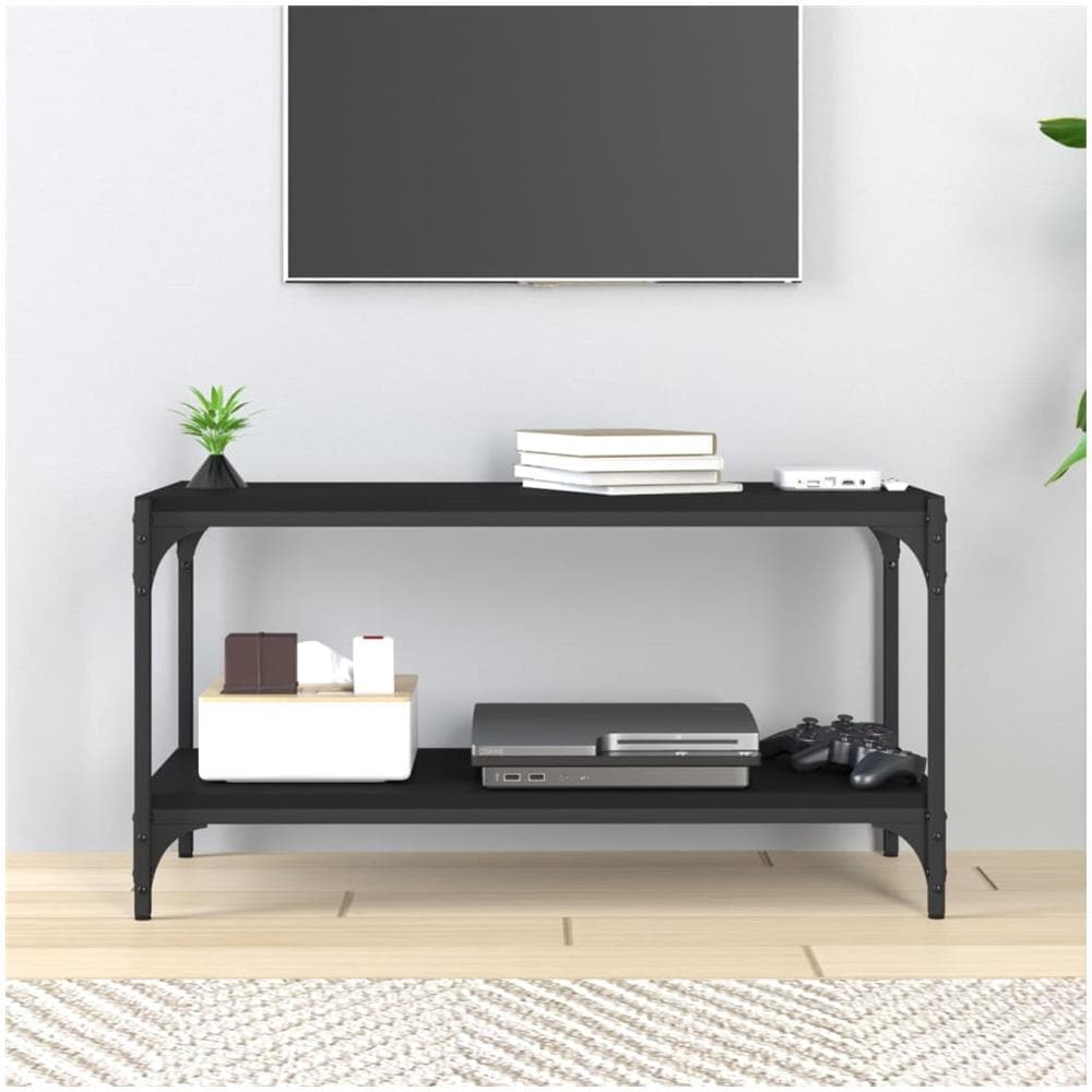 Mobile Porta Tv Nero 80x33x41 Cm In Legno Multistrato E Acciaio - Foto 10