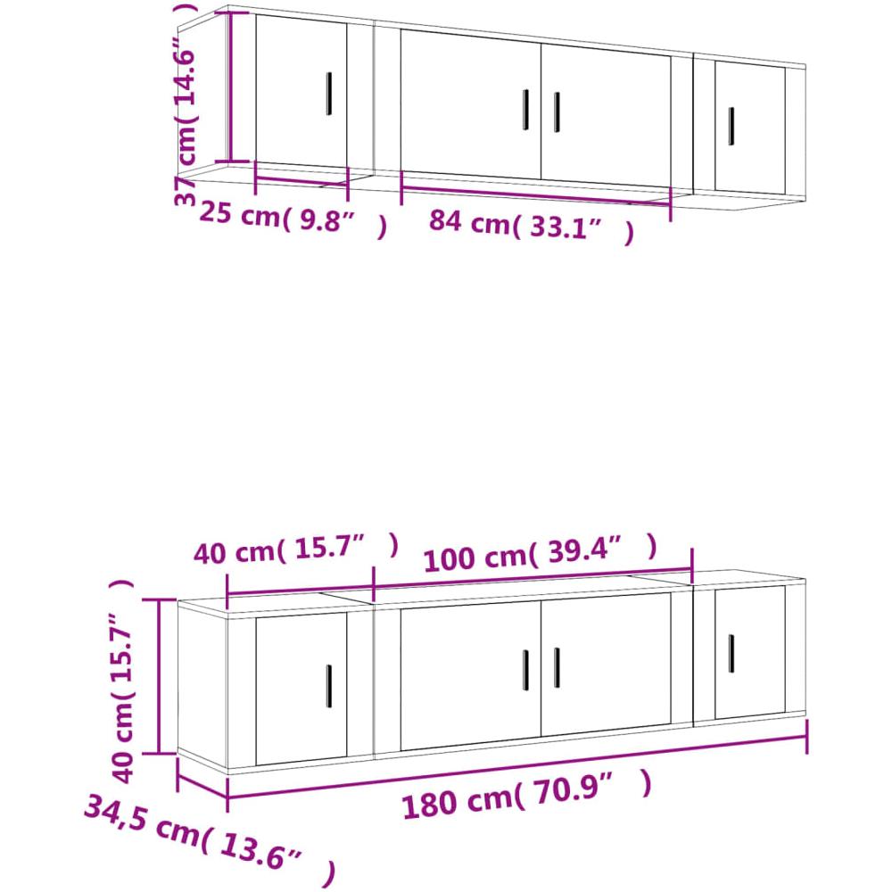 Set Di Mobili Porta Tv 6 Pz Grigio Cemento In Legno Multistrato - Foto 9