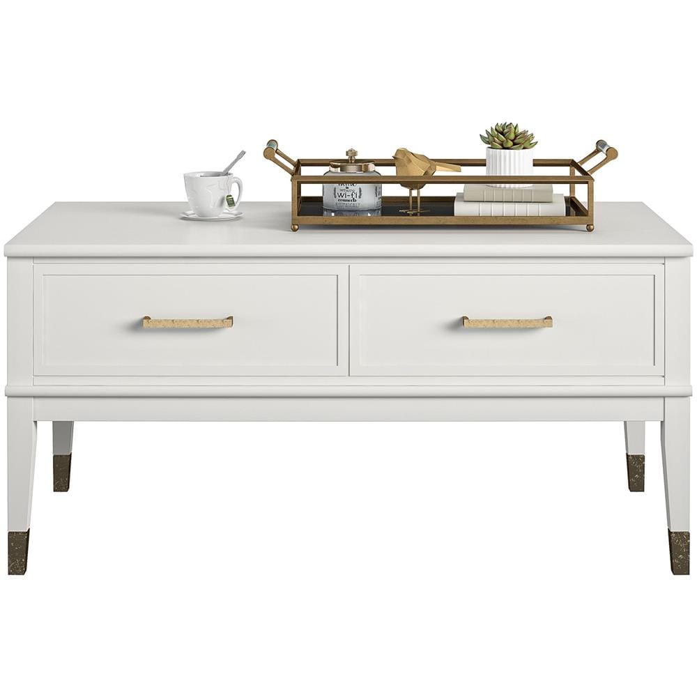 Westerleigh Tavolino Con Alzata E 2 Cassetti In Truciolare Laminato Pvc Bianco - Foto 2