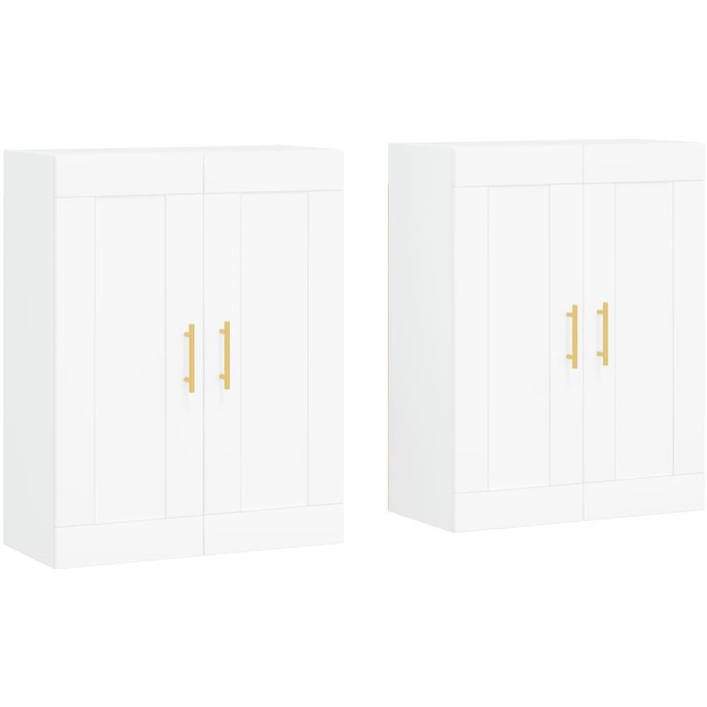 Armadietti A Parete 2 Pz Bianchi In Legno Multistrato - Foto 2