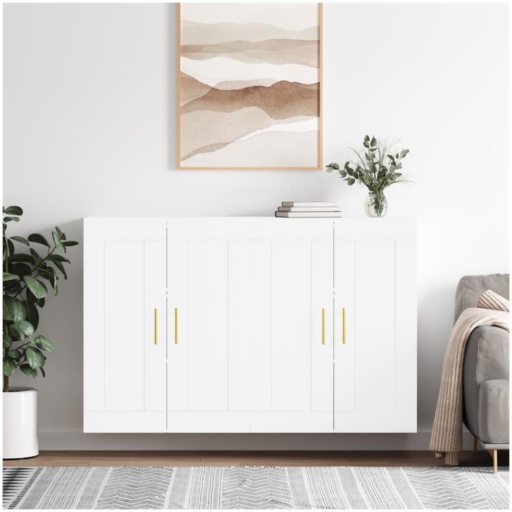 Armadietti A Parete 2 Pz Bianchi In Legno Multistrato - Foto 1