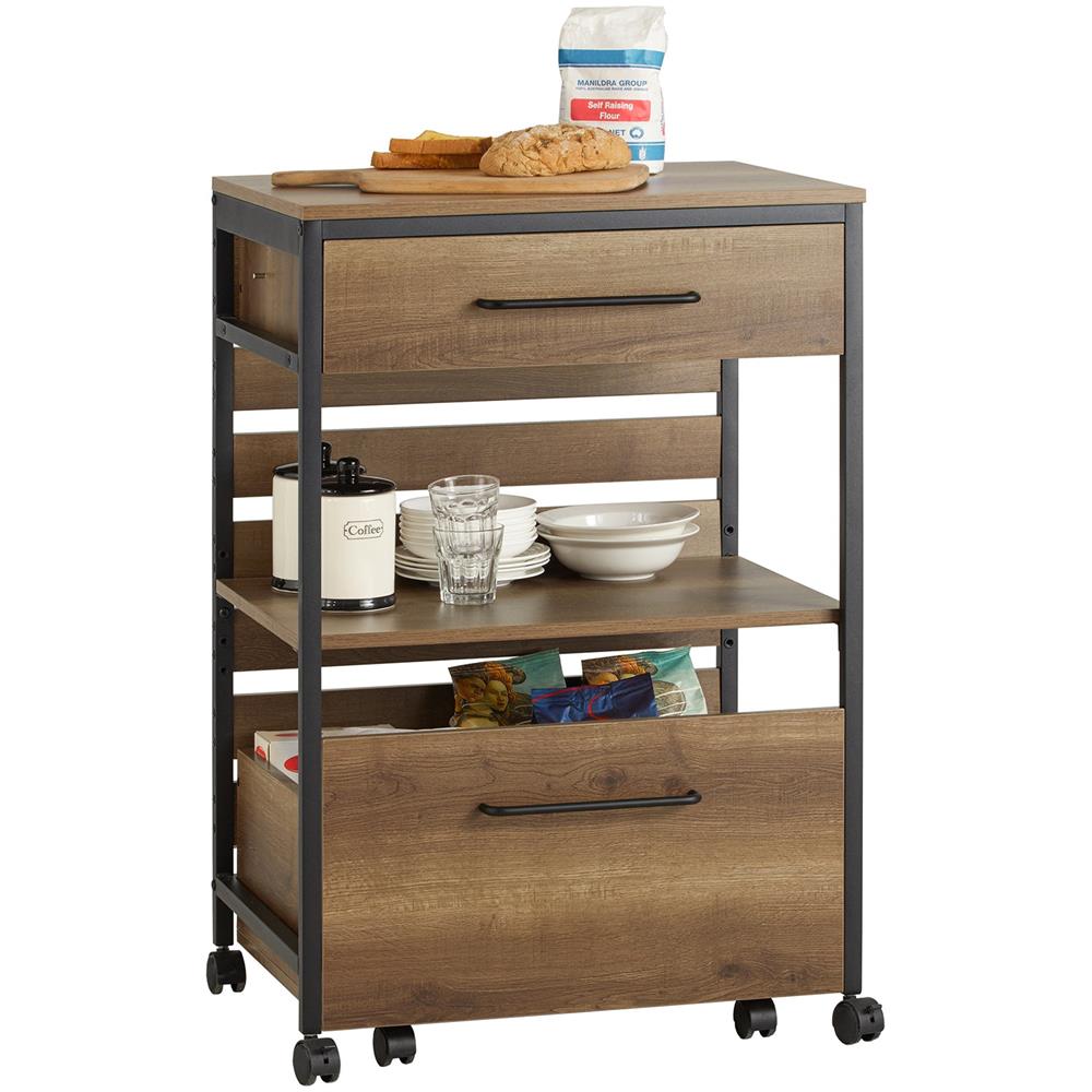 Carrello Portavivande Con 1 Cassa Portaoggetti Estraibile Carrello Da Cucina Carrello Bar Vintage 60x45x90cm Fkw118-pf Sobuy - Foto 1