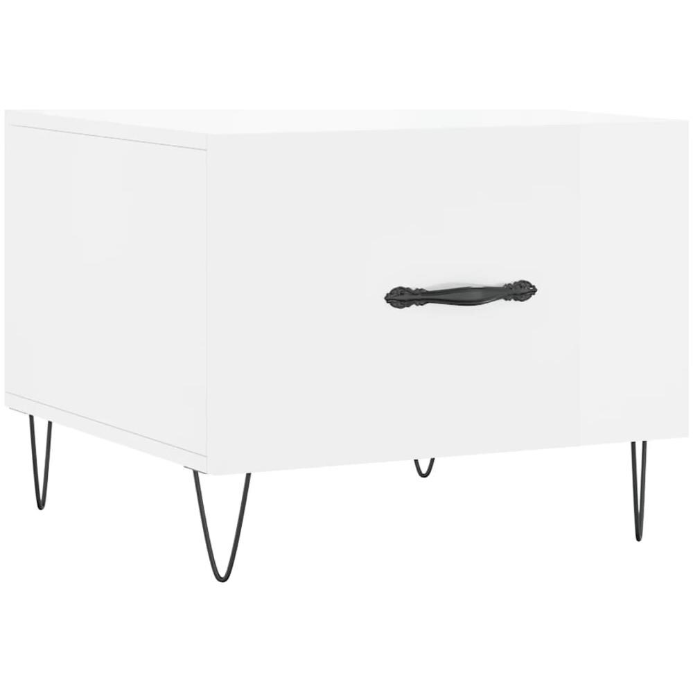 Tavolino Da Salotto Bianco Lucido 50x50x40 Cm Legno Multistrato - Foto 2