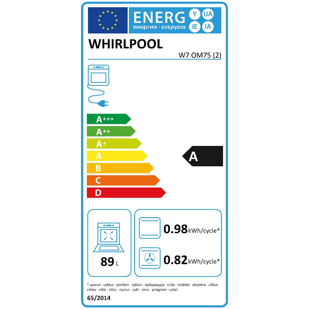 Forno Elettrico da Incasso W7OM75 Capacità 89 L Multifunzione Ventilato Potenza 2900 W Colore Nero /Acciaio inossidabile - Foto 2