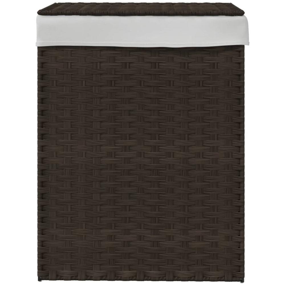 Cesto Biancheria Coperchio Marrone Scuro 46x33x60 Cm Polyrattan - Foto 3
