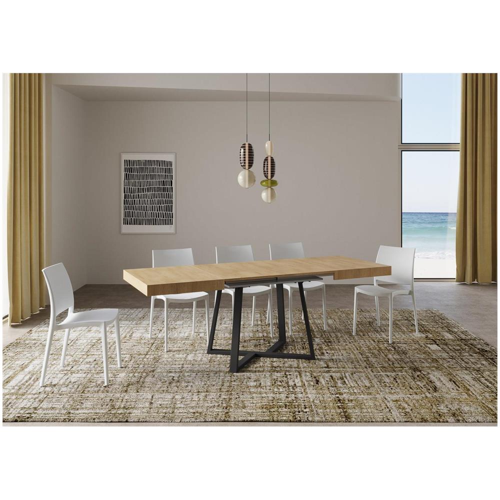 Tavolo allungabile 80x120/204 cm Zeplir quercia natura gambe antracite - Foto 3
