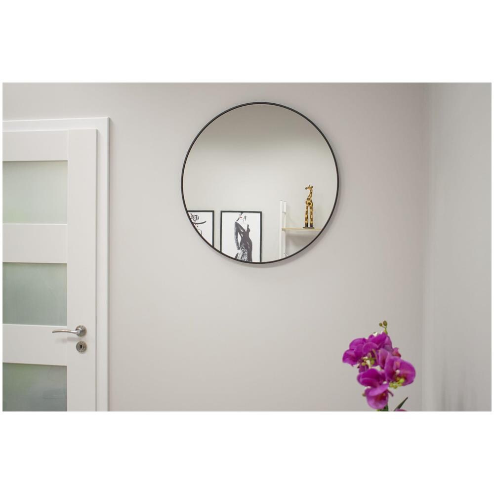 Specchio rotondo con cornice nera per bagno e soggiorno 80 cm - Foto 7