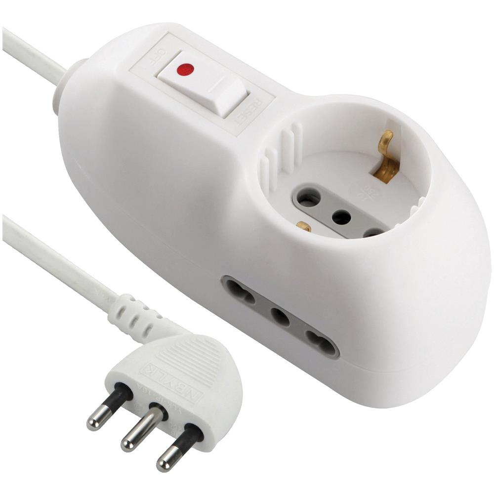 62033 Multipresa 3 posti 1 schuko + 2 bivalenti 10/16A - cavo 3 m, spina piccola 10A - Foto 4