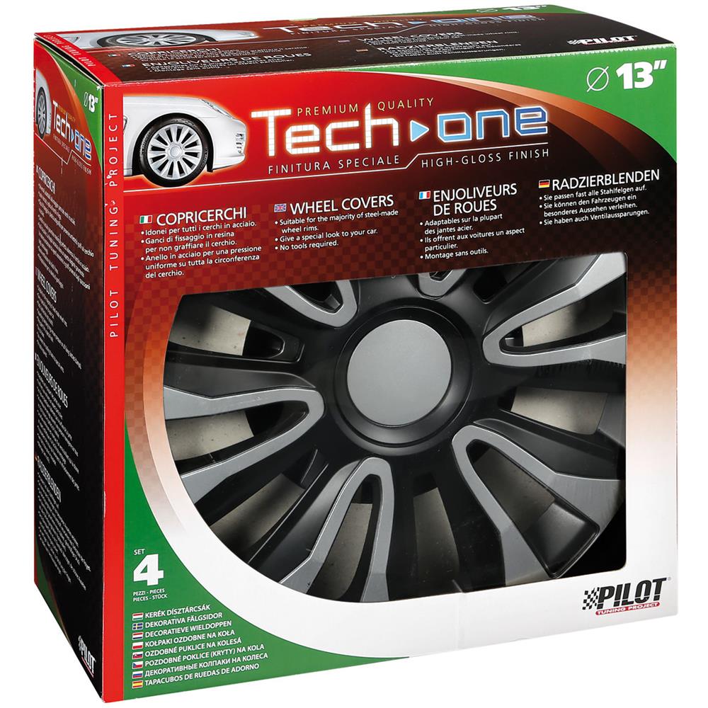 Copricerchi Auto Universali 13 Pollici Tech-one Avalone Silver Black 31620 - Foto 6