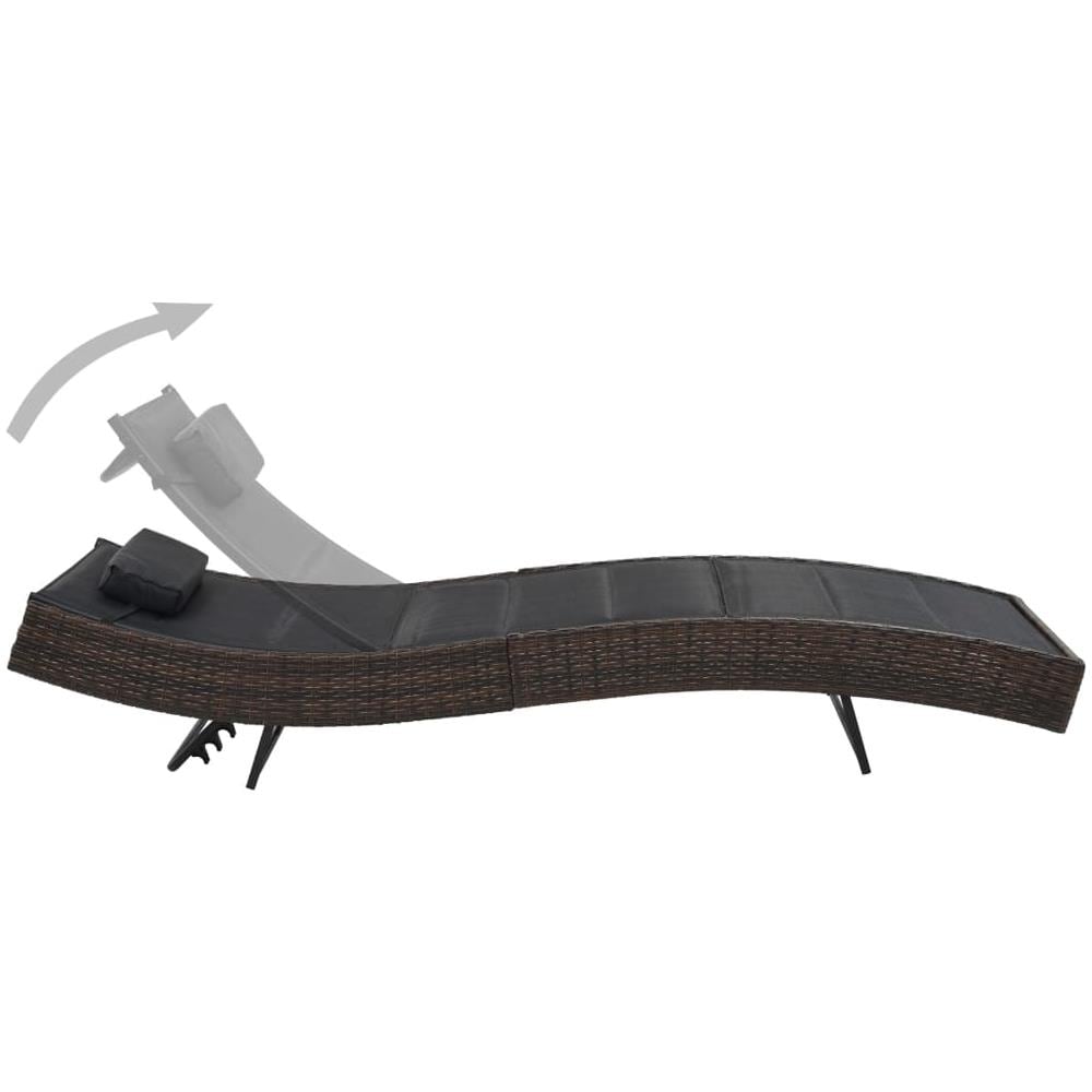 Lettino Prendisole in Polyrattan e Textilene Marrone - Foto 2