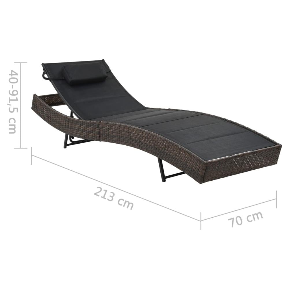 Lettino Prendisole in Polyrattan e Textilene Marrone - Foto 6