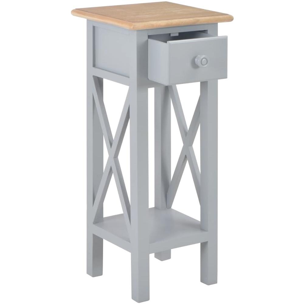 Tavolino Laterale Grigio 27x27x65,5 Cm In Legno - Foto 2