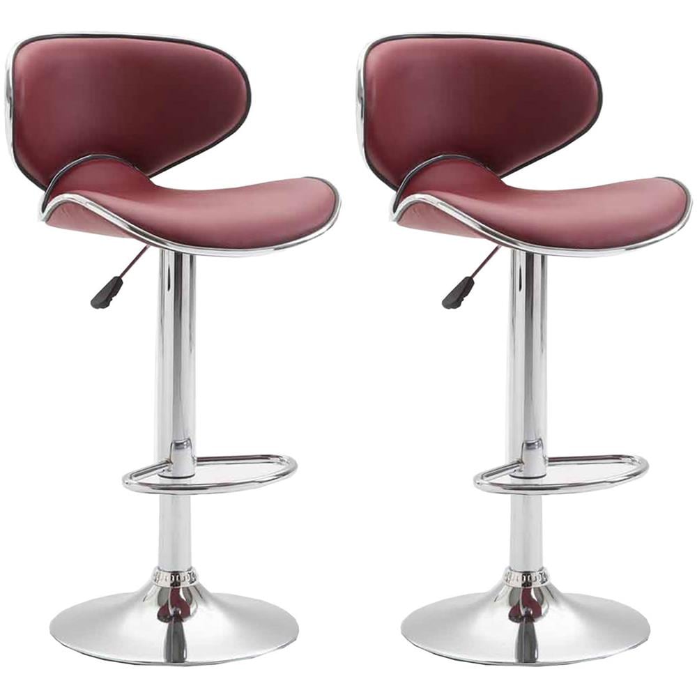 Set 2 Sgabelli Cucina Las Vegas V2 in Similpelle - Coppia Sedie Sgabello Imbottite Girevoli e Regolabili 62-82cm con Schienale Bordeaux - Foto 1