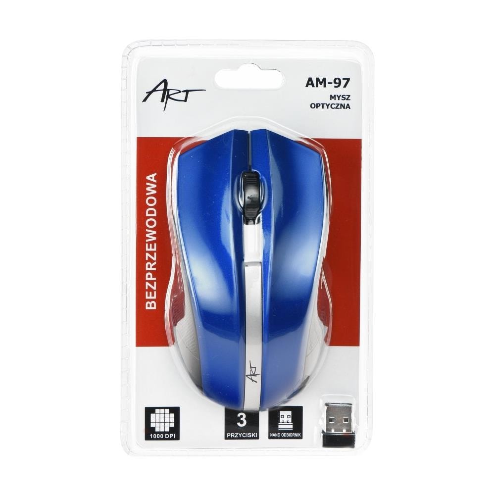 Art Wireless Mouse Wireless Cordless Optical 3-pulsante Del Mouse Usb Compatibile Con Laptop, Notebook, Pc, Del Computer In Blu - Foto 3