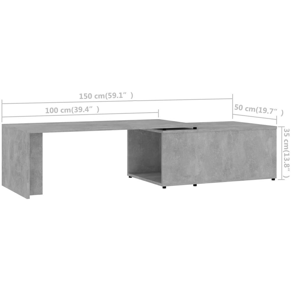 Tavolino Da Caffè Grigio Cemento 150x50x35 Cm In Truciolato - Foto 2