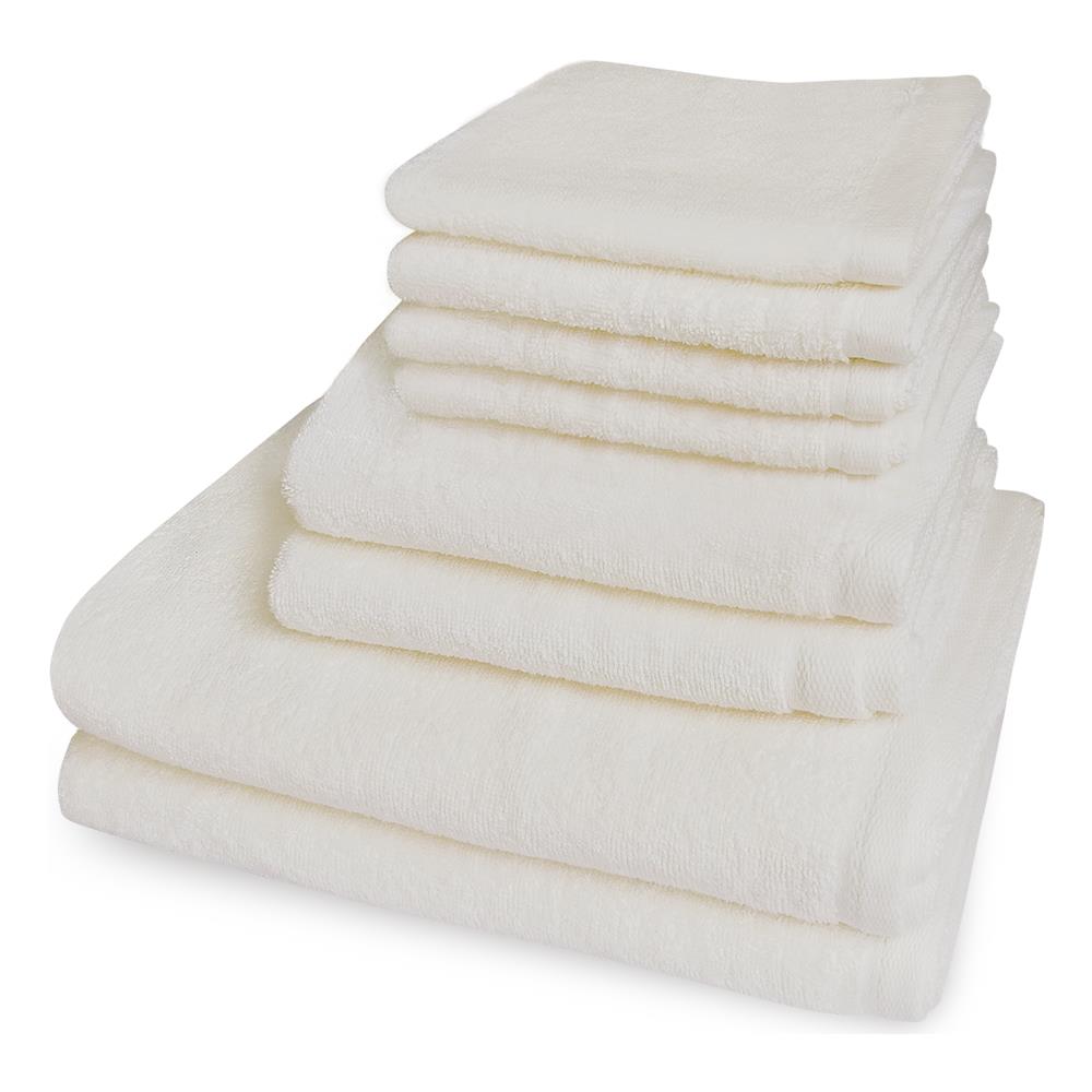 Set 4 Ospiti 60 X 40 Cm + 2 Asciugamani 60 X 100 Cm + 2 Teli Doccia 100 X 150 Cm Panna - Foto 1