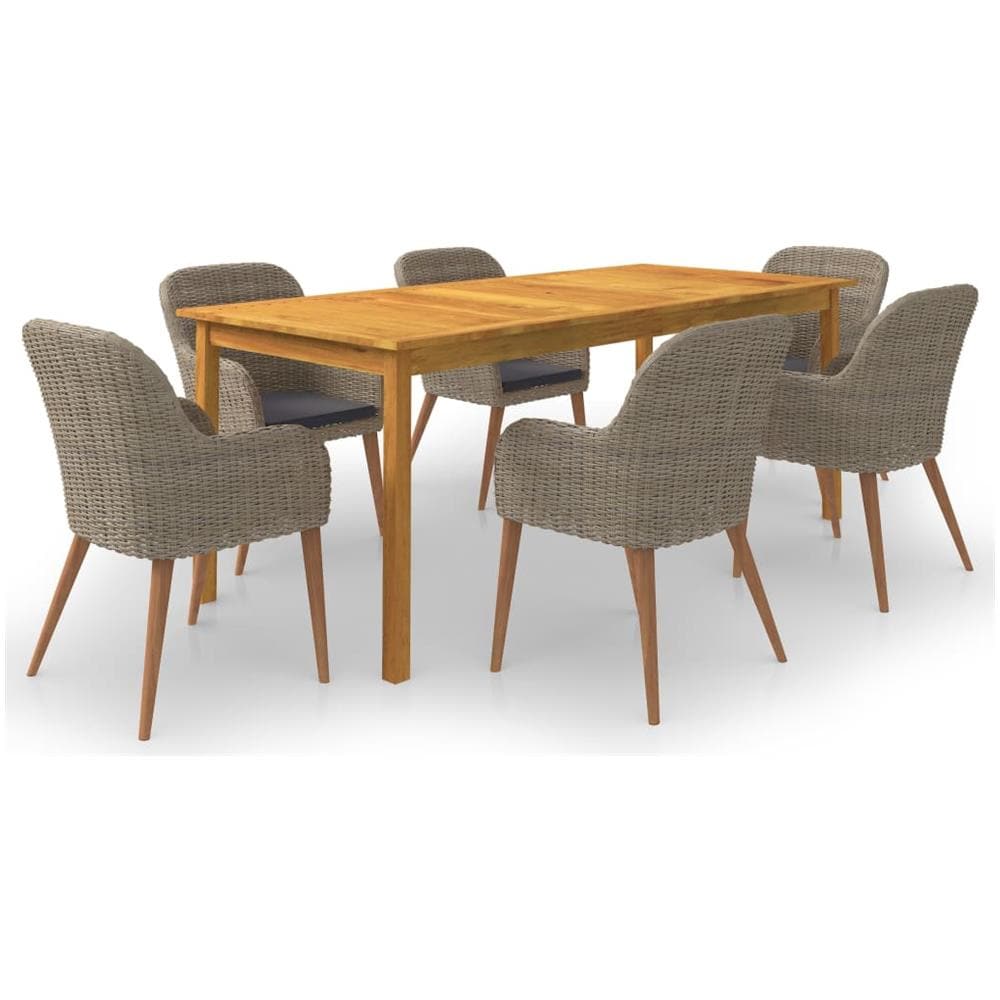 Set Mobili da Pranzo per Giardino 7 pz Marrone - Foto 1