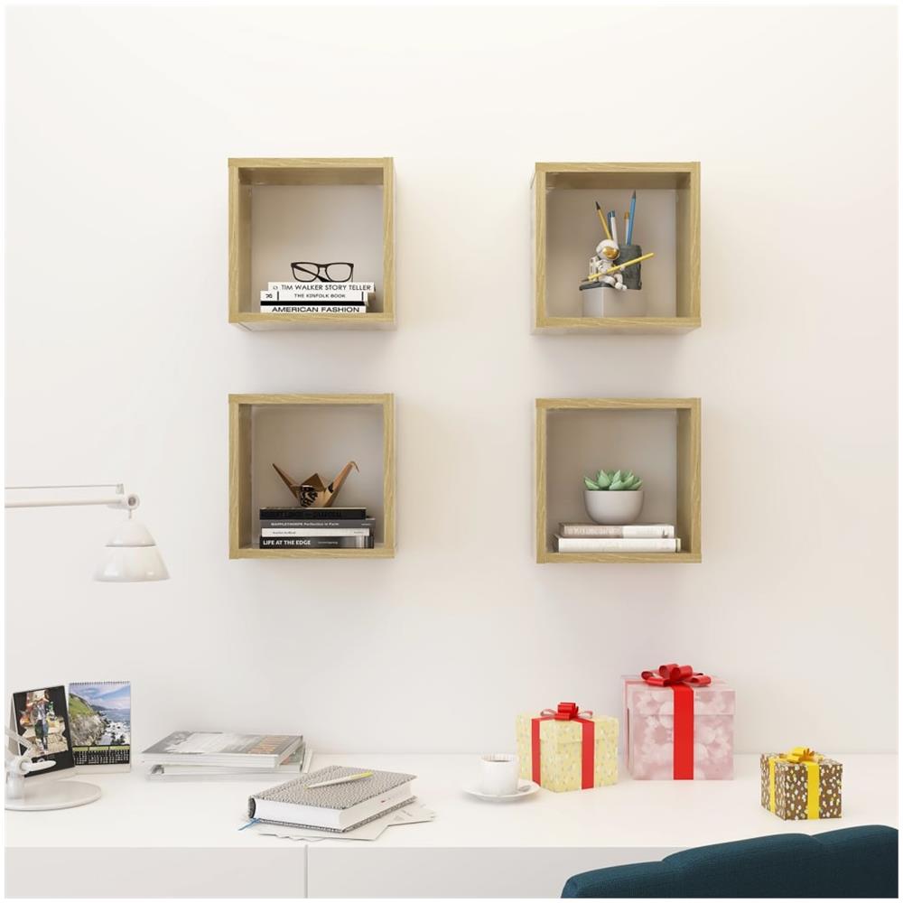 Mensole a Cubo 4 pz Rovere Sonoma 26x15x26 cm - Foto 3