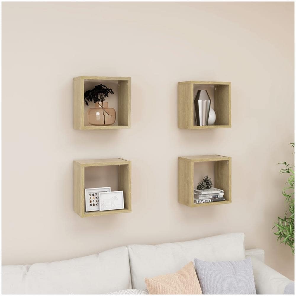 Mensole a Cubo 4 pz Rovere Sonoma 26x15x26 cm - Foto 1